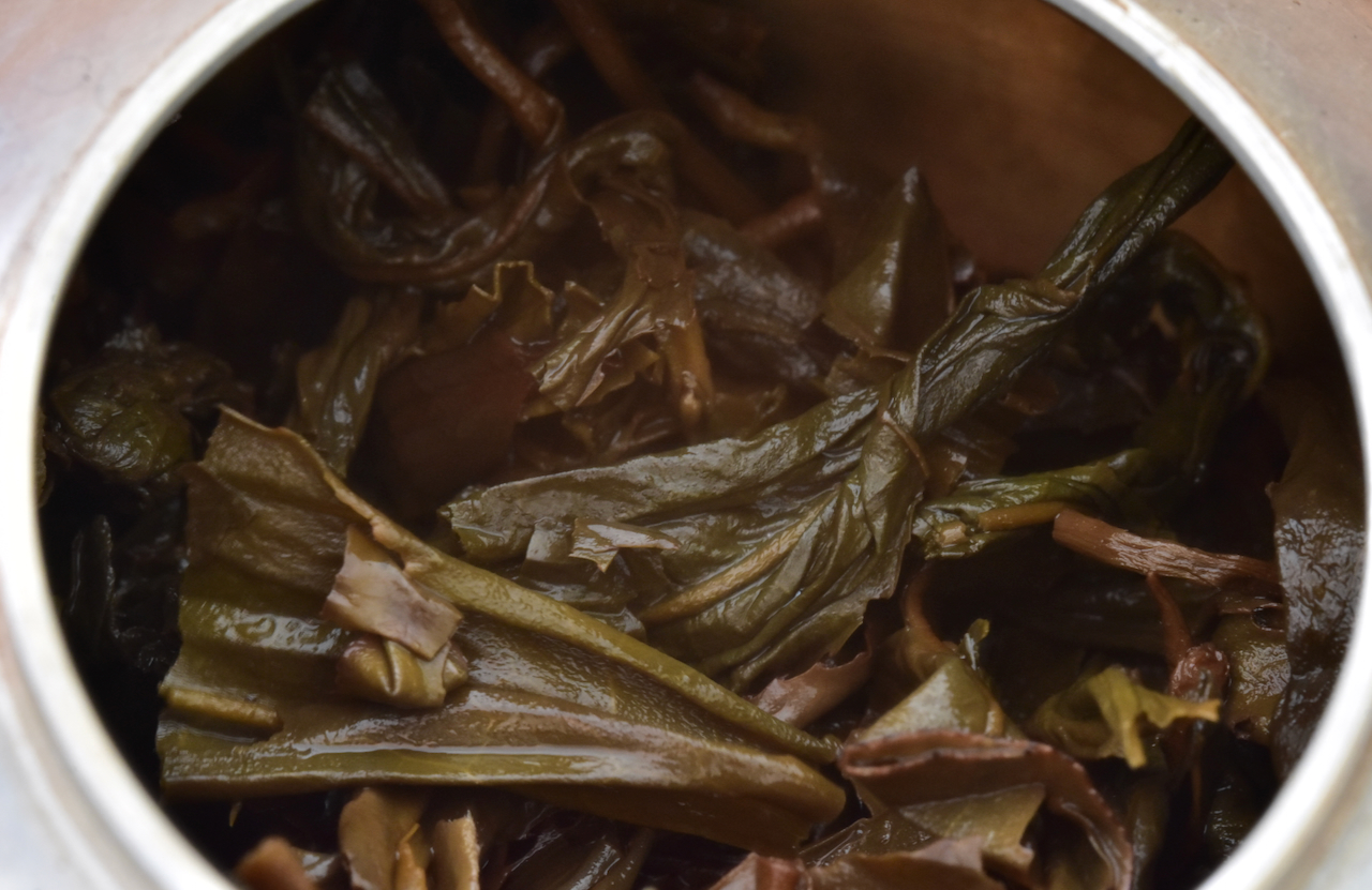 Spent leaves close-up